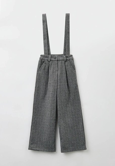Брюки со съемными подтяжками в клетку 