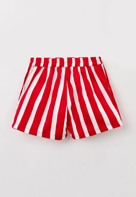 Шорты из хлопка в широкую красную полоску