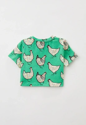 Футболка укороченная с принтом курочки в крапинку
