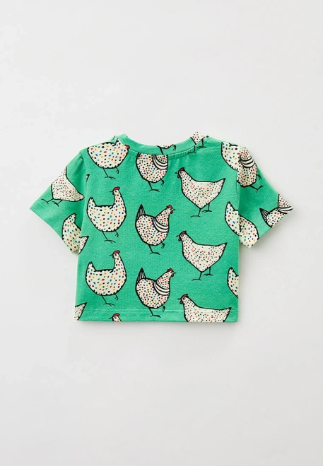Футболка укороченная с принтом курочки в крапинку