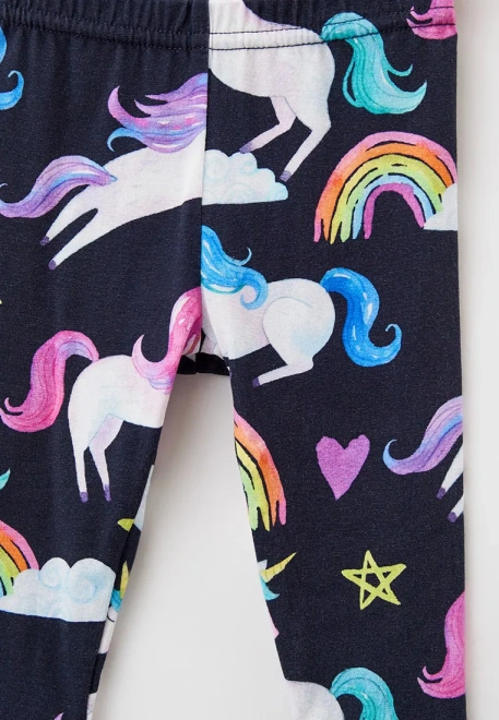 Леггинсы для малышей с ярким принтом единороги на темно-синем