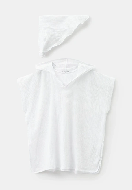 Комплект пляжный из туники и косынки из белого муслина Комплект пляжный из туники и косынки из белого муслина