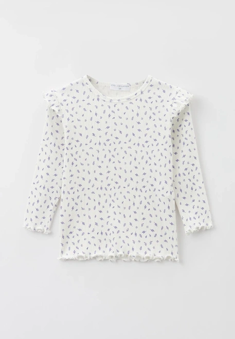 Лонгслив с крылышками из трикотажа в рубчик