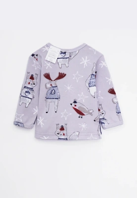 Лонгслив из хлопка с новогодним принтом