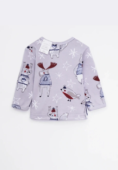 Лонгслив из хлопка с новогодним принтом