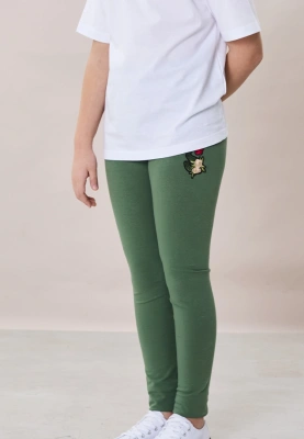 Леггинсы с цветком в зеленом цвете