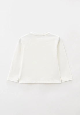 Лонгслив молочный свободного кроя с люверсом и салатовым шнуром 