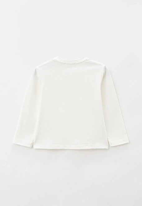Лонгслив молочный свободного кроя с люверсом и салатовым шнуром 