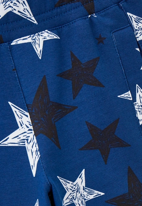Брюки на широкой резинке на мальчика принт звезды на синем