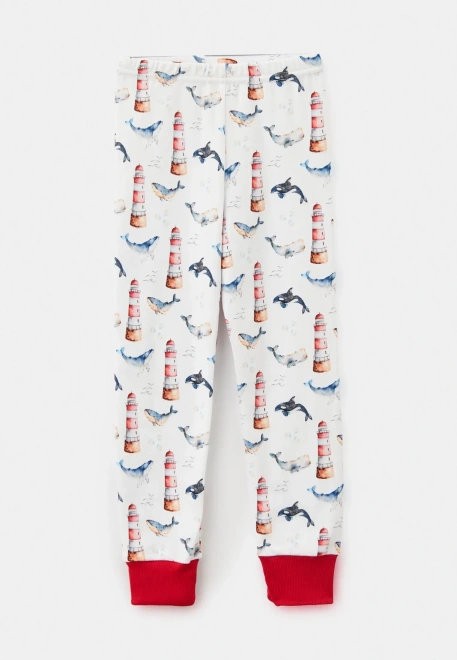 Пижама из трикотажного хлопка на манжетах 