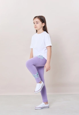Леггинсы с бабочками в сиреневом цвете