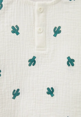 Рубашка летняя с длинными рукавами для малышей из муслина с принтом кактусы