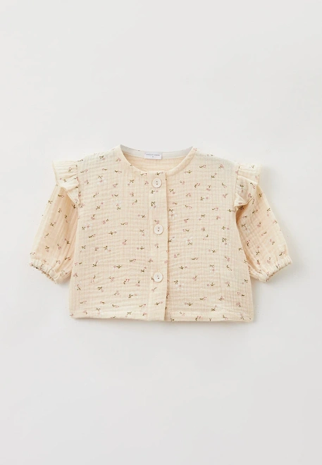 Блузка для малышей из муслина с принтом красные цветочки 