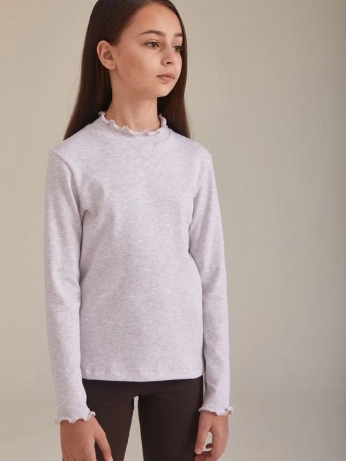 Водолазка прямого кроя из ткани в рубчик с небольшим утеплителем