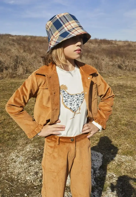 Панама в синюю клетку из теплого хлопка