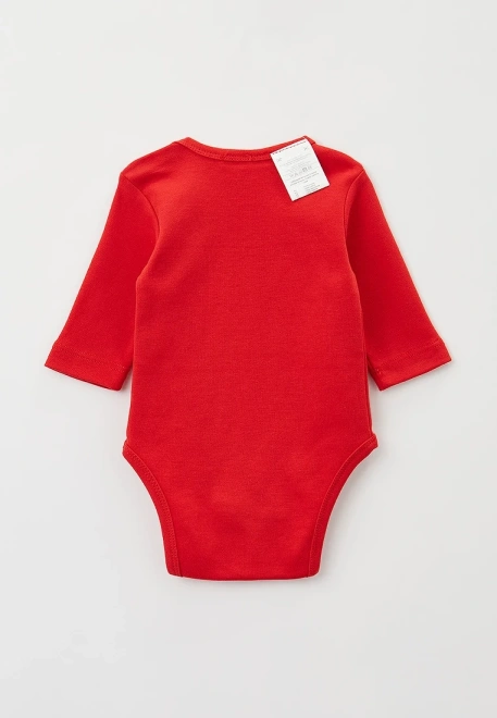 Боди из красного трикотажного хлопка с длинными рукавами
