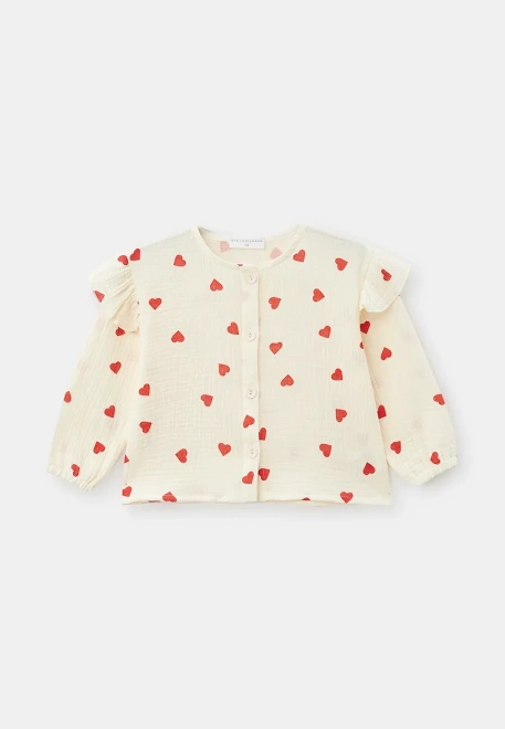 Блузка с длинными рукавами из муслина принт сердечки