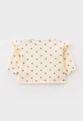 Блузка для малышей Бранда с коричневыми сердечками  (молочный)