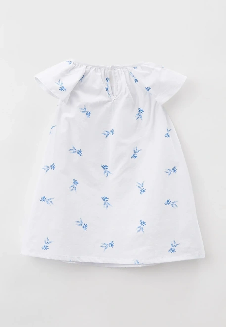 Платье из белого хлопка в мелкими синим веточками 