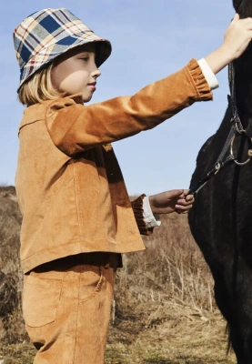 Панама в синюю клетку из теплого хлопка