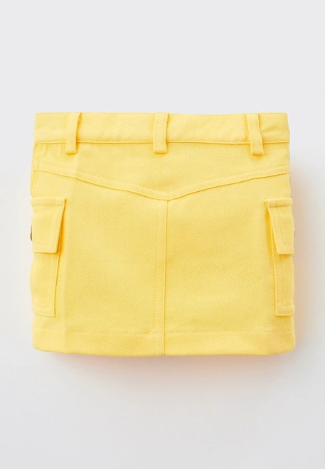 Юбка мини из ярко-желтого денима с накладными карманами 