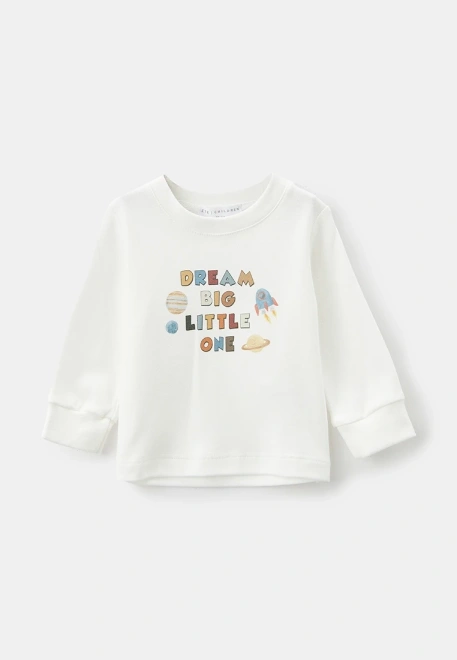 Лонгслив для малышей из хлопка с принтом 