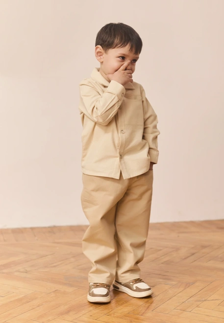 Рубашка Говард из теплого хлопка в бежевом цвете