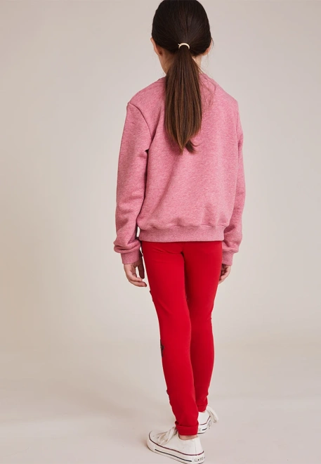 Свитшот розовый из футера с принтом 