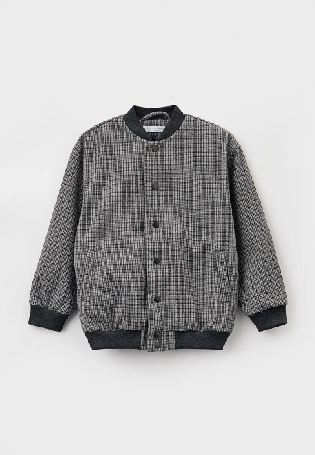 Бомбер оверсайз из ткани в клетку  на кнопках 