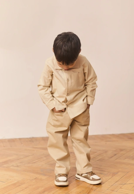 Рубашка Говард из теплого хлопка в бежевом цвете