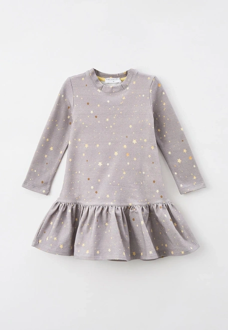 Платье с длинными рукавом из плотного трикотажа с принтом звездочки