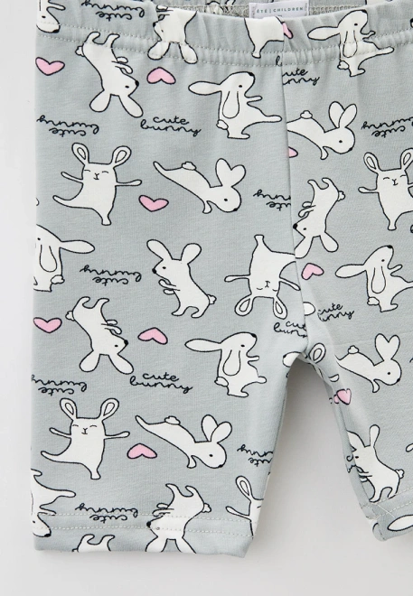 Капри для малышей с принтом кролики на светло-сером