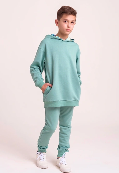 Костюм трикотажный с удлиненной толстовкой и брюками из футера