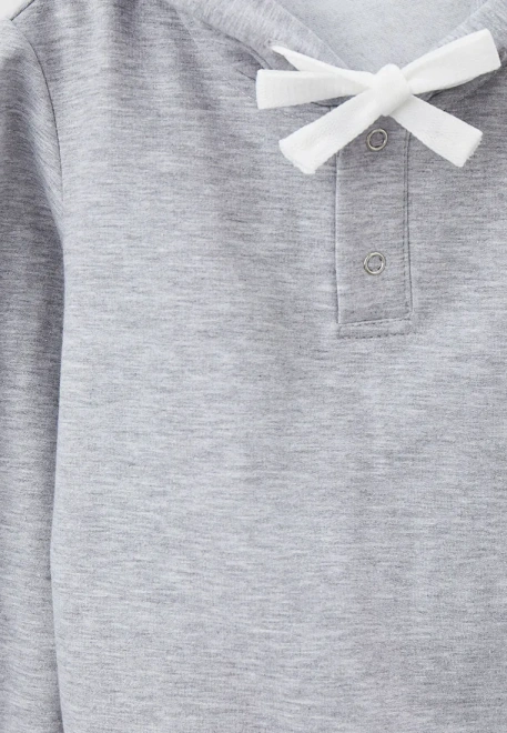 Толстовка с карюшоном и планкой на кнопках в цвете серый меланж