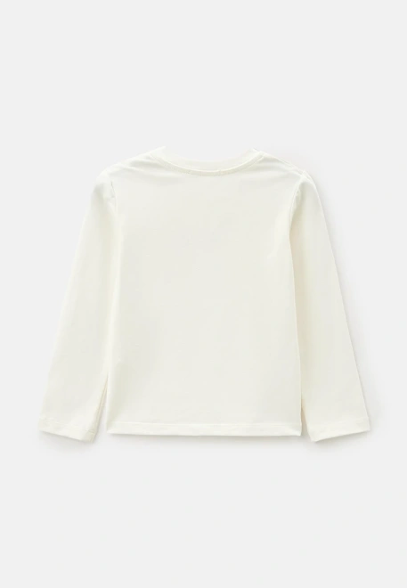 Лонгслив для девочки молочного цвета с рисунком цветочки