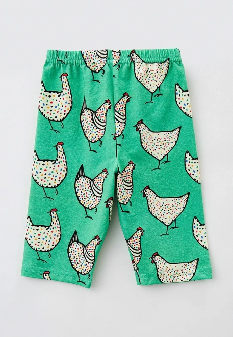 Велосипедки зеленые с принтом цветные курочки