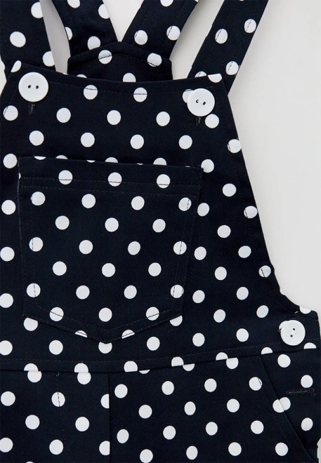 Комбинезон летний из темно-синего хлопка в белый крупный горох