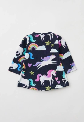 Платье для малышей с длинными рукавами и принтом из ткани с принтом единороги