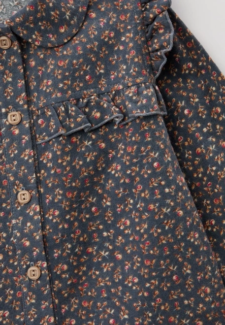 Блузка из теплого хлопка с застежкой на пуговицах и круглым воротником  