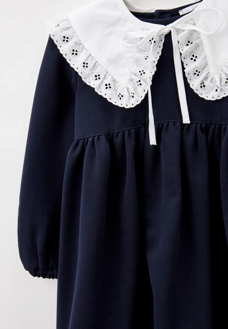 Платье с отрезными лифом из костюмной ткани и съемным белым воротником 