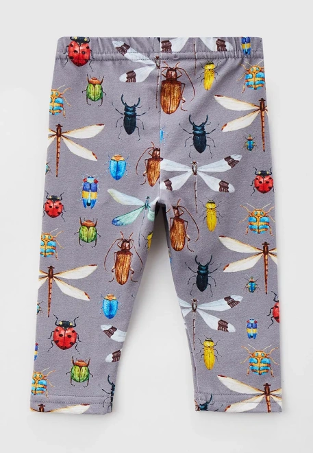 Леггинсы для малышей с рисунком насекомые на сером фоне