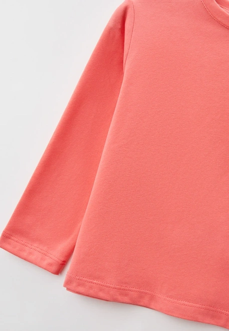 Лонгслив однотонный из мягкого трикотажа в коралловом цвете