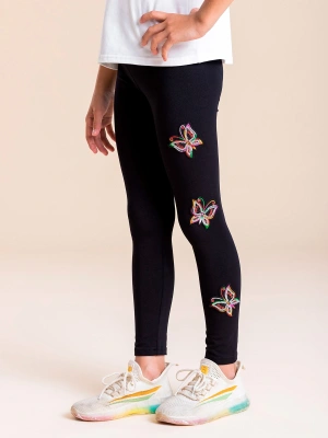 Леггинсы с бабочками в черном цвете