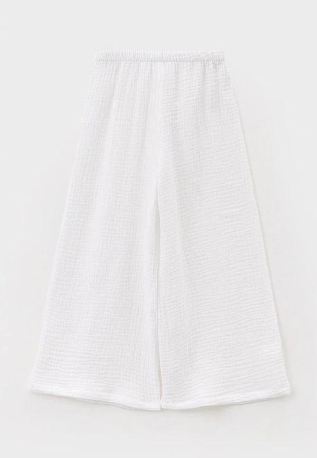 Брюки широкие из белого муслина 