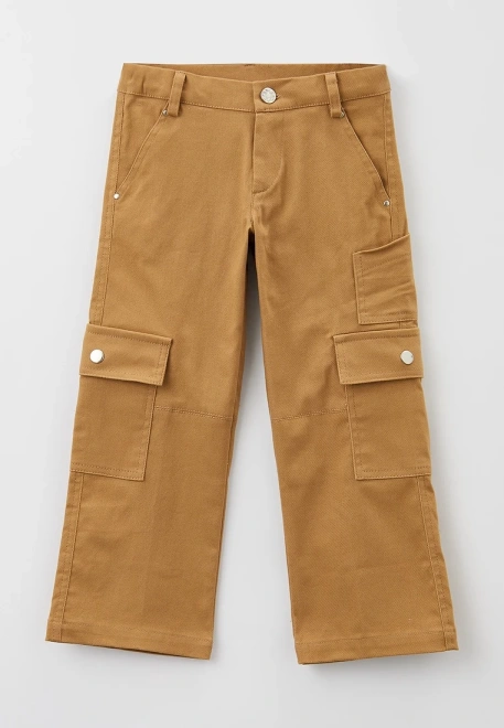 Брюки карго темно-бежевые из денима