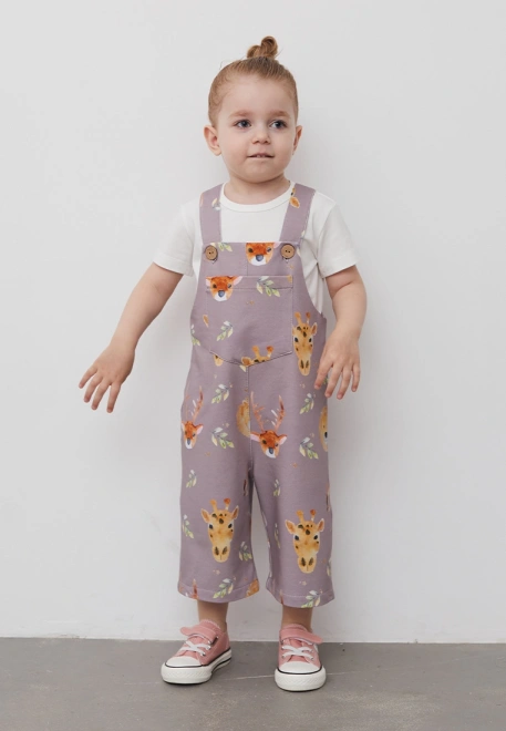 Комбинезон трикотажный для малышей из хлопка с принтом разных животных 