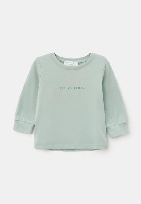 Лонгслив Мэт с принтом в серо-зеленом цвете