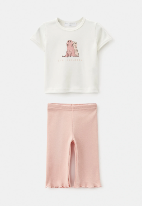 Комплект из футболки Мейсон и брюк Юми в молочном цвете