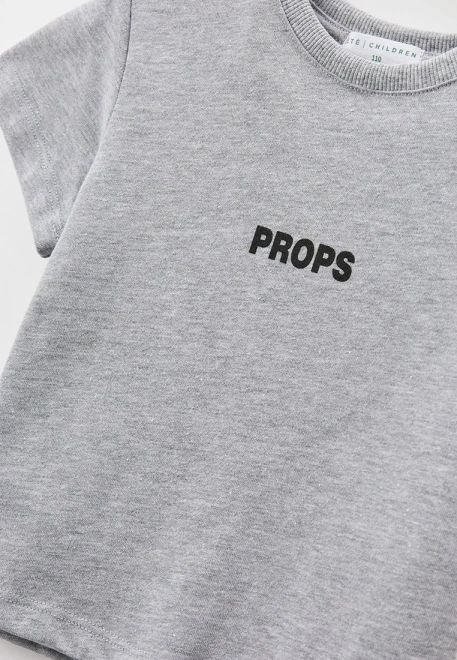 Футболка из хлопка с надписью в цвете серый меланж Футболка из хлопка с надписью в цвете серый меланж