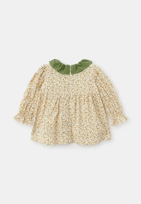 Платье Джису из теплого хлопка в молочном цвете